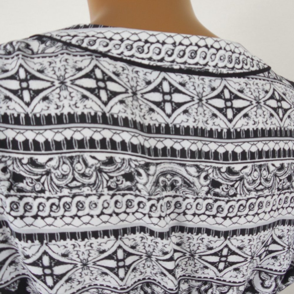 WHITE HOUSE BLACK MARKKET Top M Casual Print Tunic Shirt Drawstring Tie Blouse - Picture 9 of 12